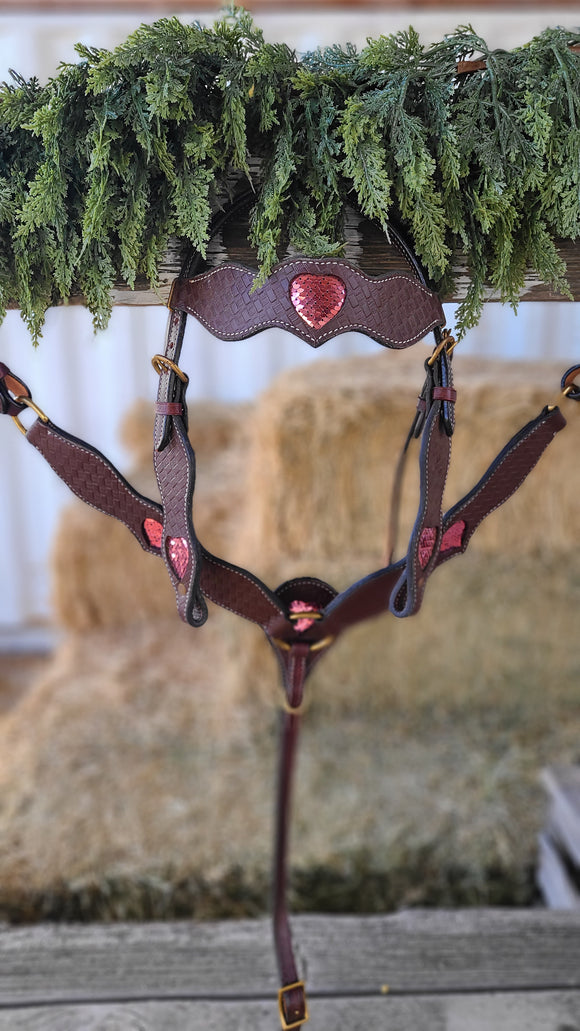 Sequin Heart Pony Headstall & Breast Collar