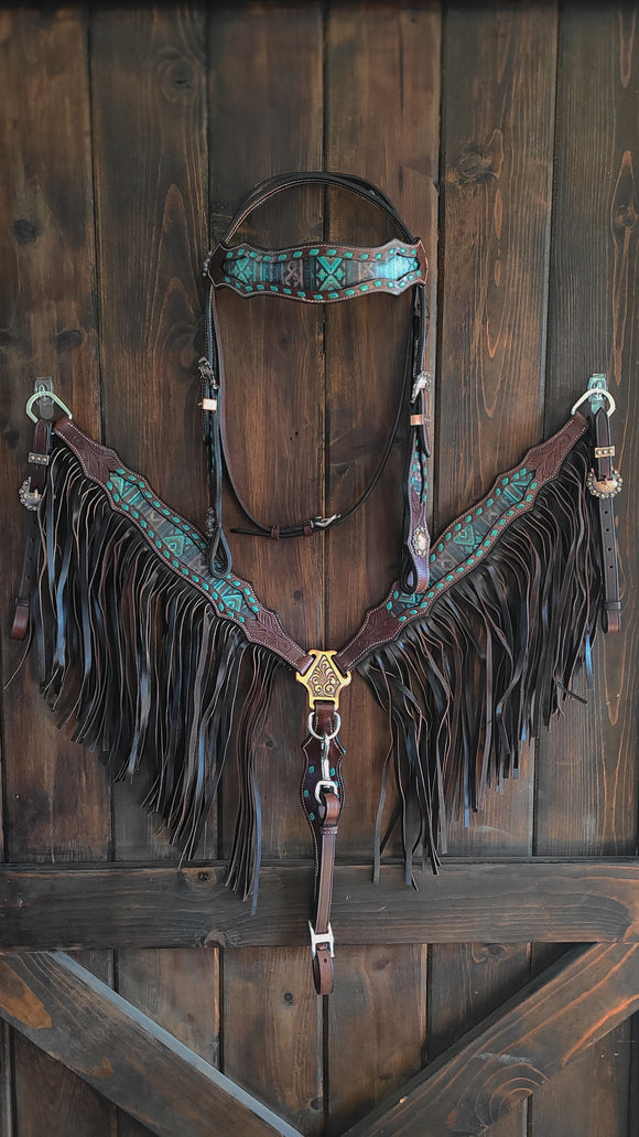 Topaz Dream Fringe Headstall and Breast Collar Set (Opens Tuesday at 7 am Pacific)